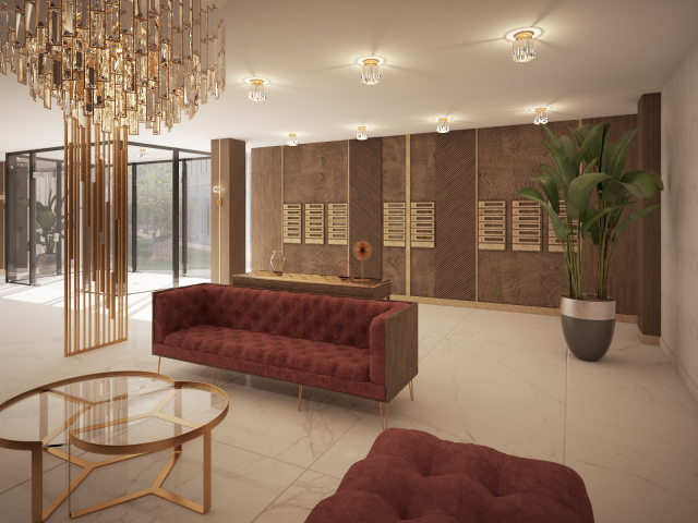 Вестибюль жилого дома с круглосуточной косьерж-зоной