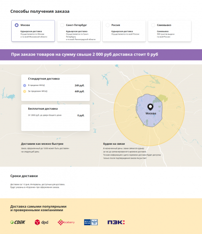 Верстка выбора города доставки для сайта Axum-shor.ru