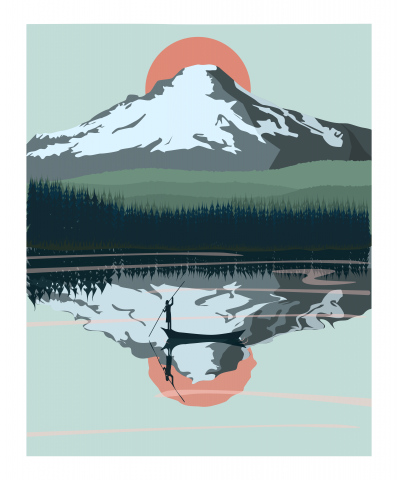 Vector poster. Landscape of mountains.