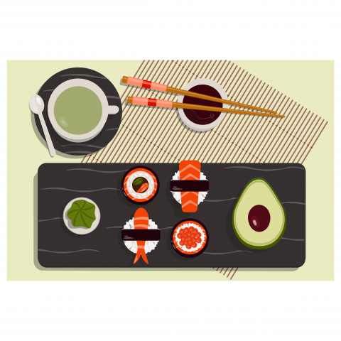 sushi roll and say sause