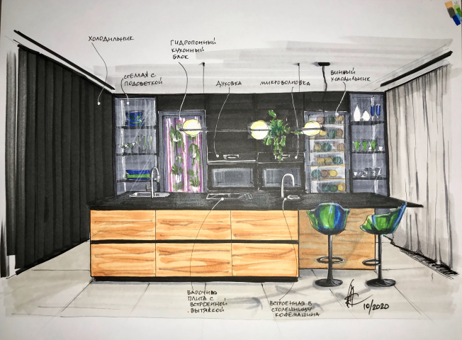 скетч кухни, проект 2020