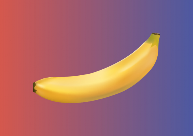 банан нарисованный техникой Mesh Tool 