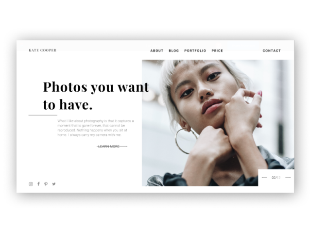 Landing Page для фотографа Kate Cooper