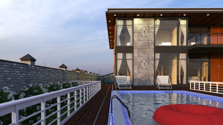 Визуализация коттеджа с дизайном экстерьера