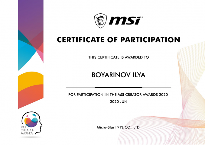 Video to MSI Creator Awards 2020