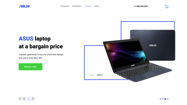 Посадочная страница для ноутбука ASUS