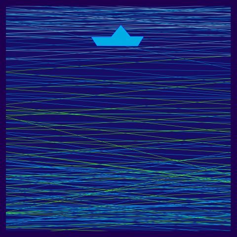 Кораблик в ночном море.