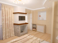 Спальня с камином ракурс 2