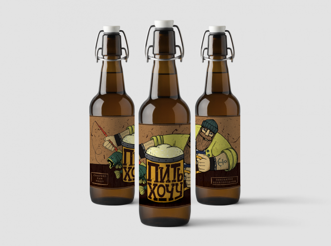 Дизайн этикетки крафтового пива «Пить хочу»