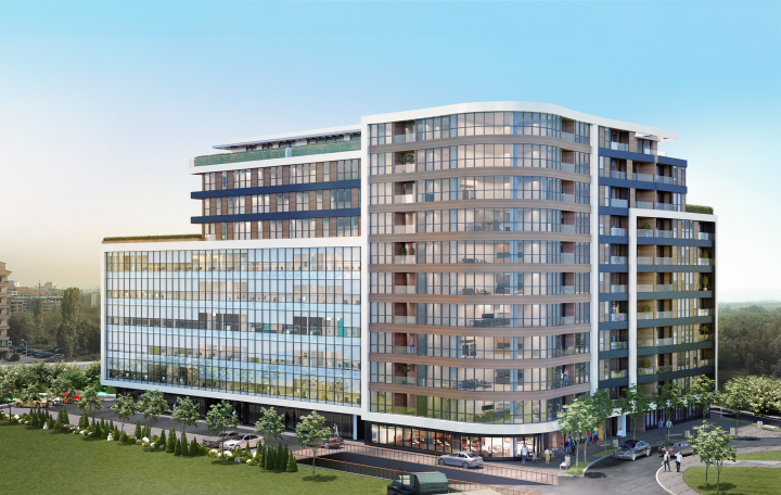 EXTERIOR AND INTERIOR RENDERINGS OF RESIDENTIAL BUILDING. BULGAR