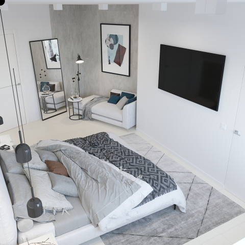 Интерьер спальни в светлых тонах