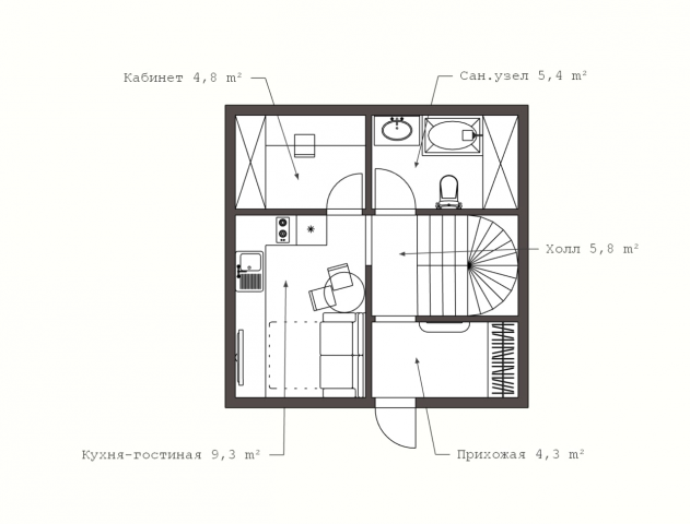 Планировочное решение для дачного дома
