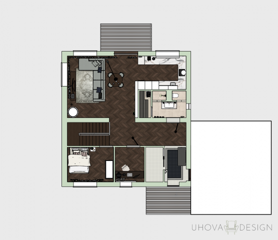 Планировочное решение частного дома (1-ый этаж)