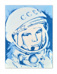 Гагарин портрет PopArt красками на холсте