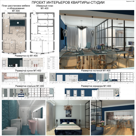 Курсовой проект. Интерьер квартиры-студии