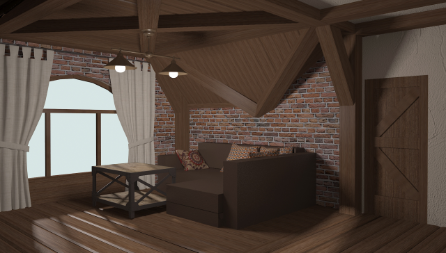 гостиная с балками