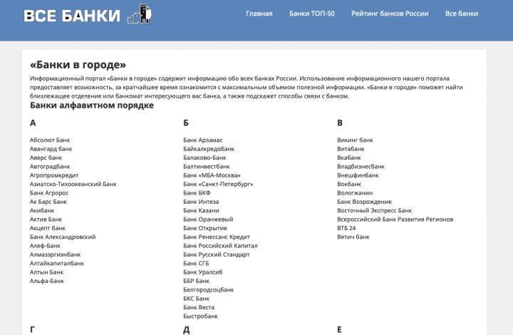 «Банки в городе»