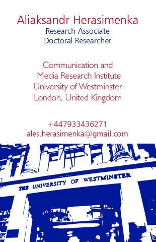 Business card for Research Associate & Doctoral Researcher