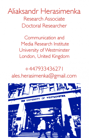Business card for Research Associate & Doctoral Researcher