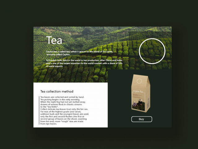 Mock-up of a Web-page and brand ID for Ceylon Tea