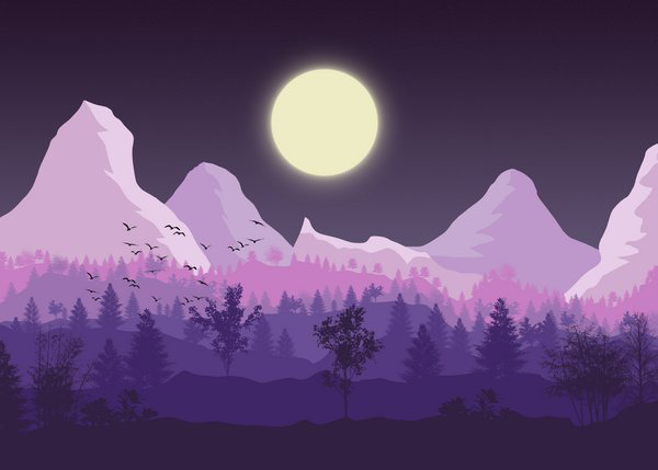landscape in purple flowers