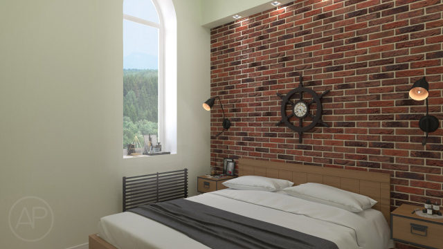 Визуализация спальни в стиле "LOFT"