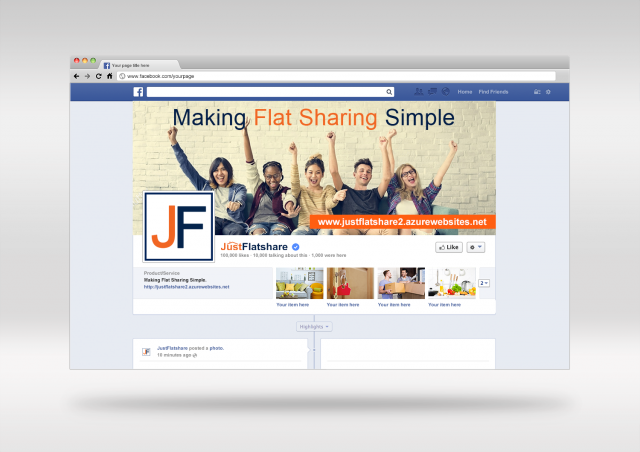 Дизайн обложки Facebook для JustFlatshare (недвижимость)