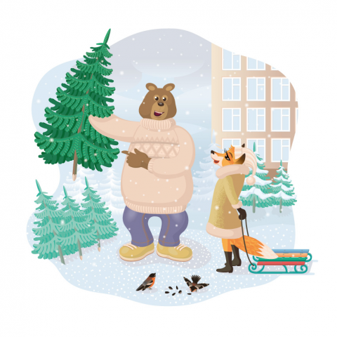 Лиса на ёлочном базаре
