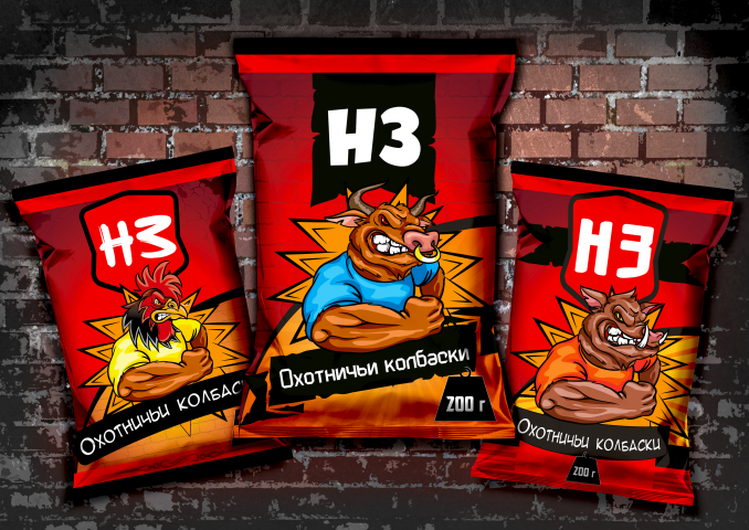 Дизайн с нуля на линейку мясных чипсов