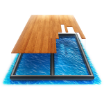 Иллюстрация понтона на пластиковых трубах с деревянным покрытием