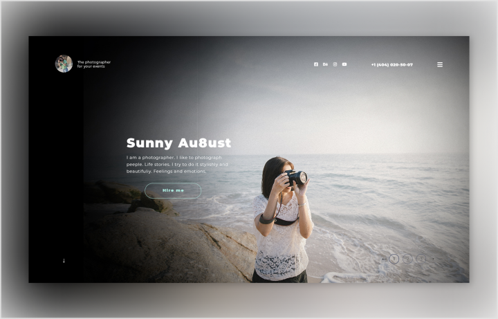 Landing page for photographer