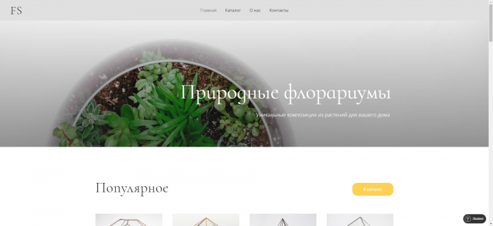 Проект сайта для интернет-магазина флорариумов