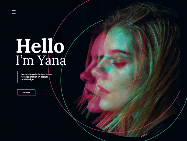 Landing page about me.