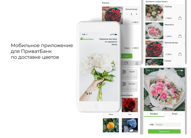 Мобильное приложение для ПриватБанк по доставке цветов