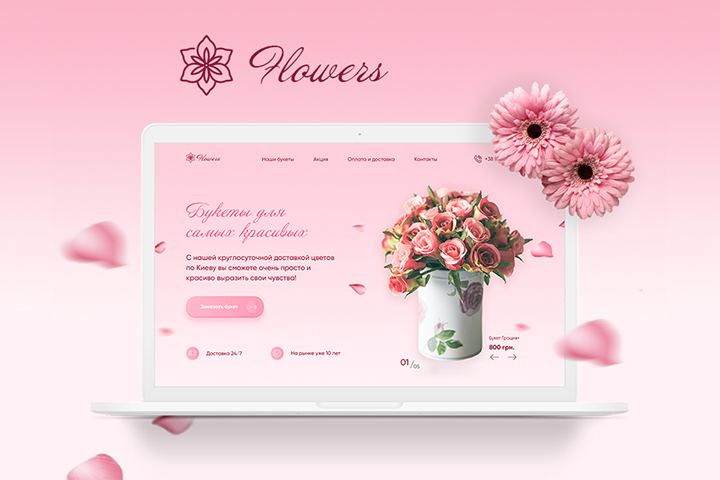 Landing page для компании, которая занимается доставкой цветов