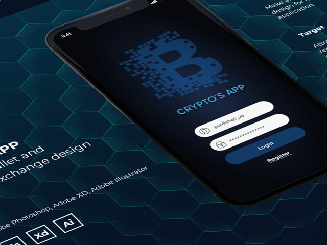 Дизайн приложения "Crypto's App" - Криптобиржа и криптокошелек