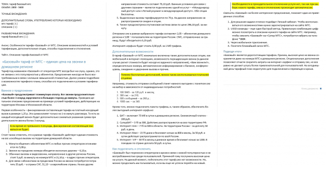 Тариф "Базовый" МТС