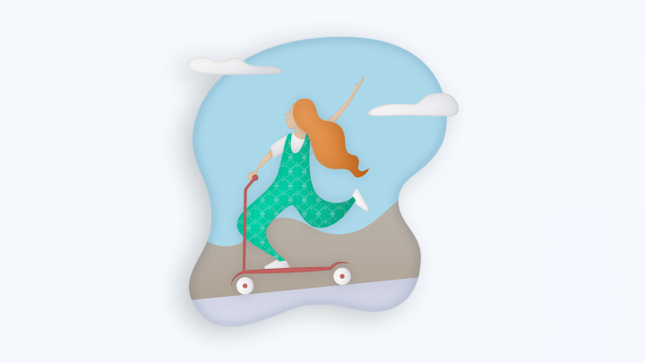 Девочка на самокате