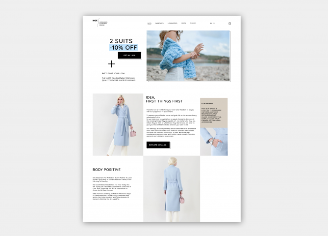 Дизайн страницы для магазина одежды