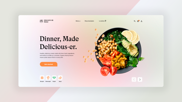 Сайт приложения доставки еды