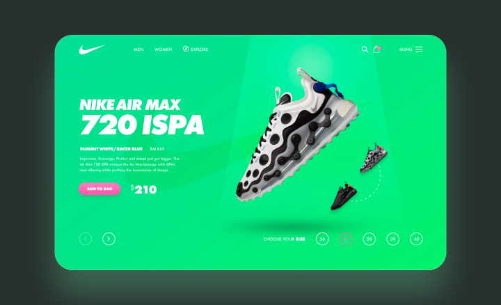 Промо сайт кроссовок Nike Air Max 720 ISPA