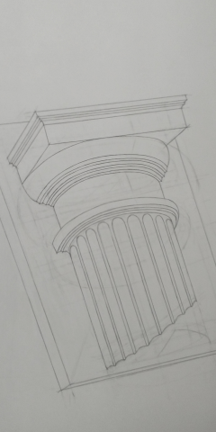 Капитель (конструктивный рисунок, учебная постановка)