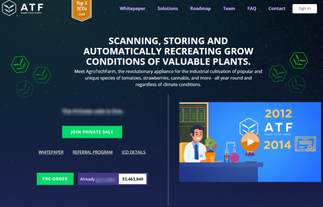 Англоязычный сайт AgroTechFarm ICO