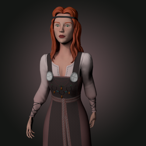 Девушка в славянском сеттинге (low poly)