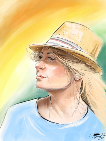 Портрет на на планшете в акварельном стиле