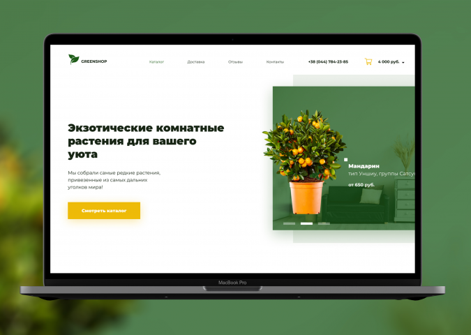 Первая страница для интернет-магазина Greenshop