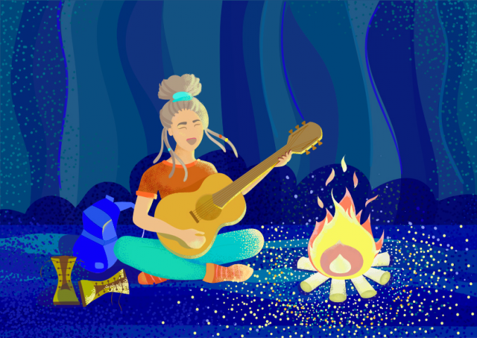Девушка у костра