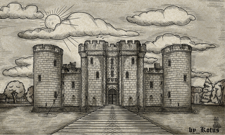 Замок Бодиам, гравюра