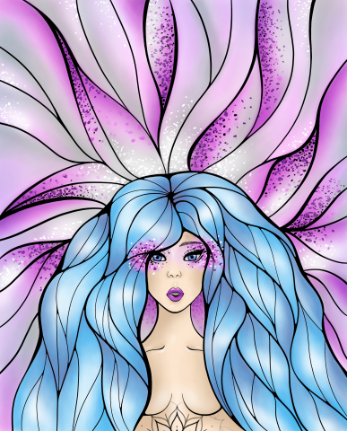 Girl with blue hair