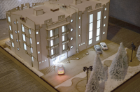 Макет малоэтажного жилого дома с подсветкой